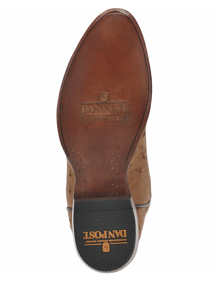 Dan Post DP3077 Mens Handcrafted Gehrig Ostrich Western Boots Saddle front and side view. If you need any assistance with this item or the purchase of this item please call us at five six one seven four eight eight eight zero one Monday through Saturday 10:00a.m EST to 8:00 p.m EST