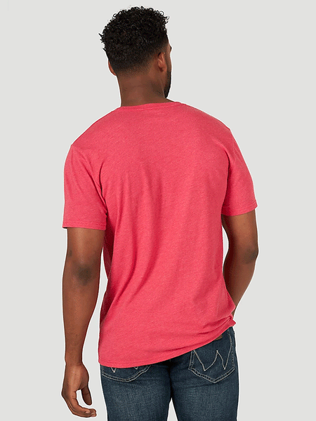 Wrangler 10MQ6208R Mens Graphic T-Shirt Desert Sunset Red Heather back view. If you need any assistance with this item or the purchase of this item please call us at five six one seven four eight eight eight zero one Monday through Saturday 10:00a.m EST to 8:00 p.m EST