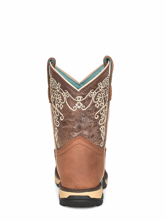 Corral W5006 Ladies Farm & Ranch Square Toe Work Boot Tan front and side view . If you need any assistance with this item or the purchase of this item please call us at five six one seven four eight eight eight zero one Monday through Saturday 10:00a.m EST to 8:00 p.m EST