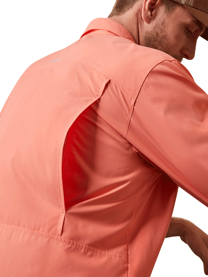 Ariat 10043423 Mens VentTEK Outbound Classic Fit Long Sleeve Shirt Peach Echo front view. If you need any assistance with this item or the purchase of this item please call us at five six one seven four eight eight eight zero one Monday through Saturday 10:00a.m EST to 8:00 p.m EST