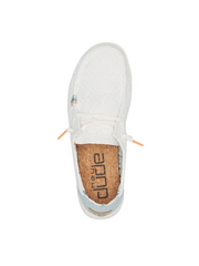 Hey Dude 121410164 Womens Wendy Boho Crochet Shoe White view from above. If you need any assistance with this item or the purchase of this item please call us at five six one seven four eight eight eight zero one Monday through Saturday 10:00a.m EST to 8:00 p.m EST