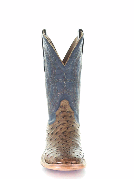Corral A4052 Mens Ostrich Embroidery Square Toe Western Boot Navy And Orix front view. If you need any assistance with this item or the purchase of this item please call us at five six one seven four eight eight eight zero one Monday through Saturday 10:00a.m EST to 8:00 p.m EST