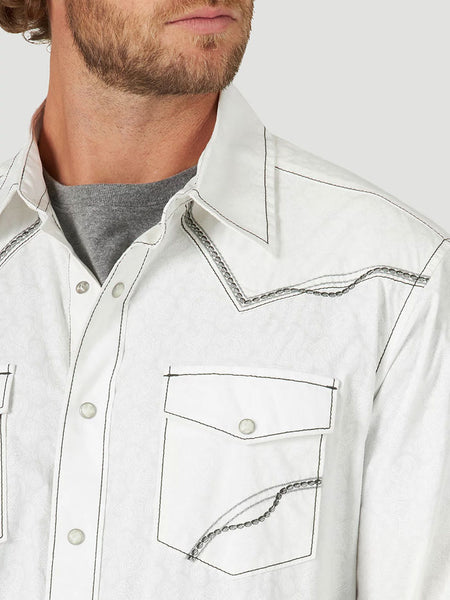 Wrangler 112318675 Mens Rock 47 Long Sleeve Embroidered Yoke Shirt Pillow close up. If you need any assistance with this item or the purchase of this item please call us at five six one seven four eight eight eight zero one Monday through Saturday 10:00a.m EST to 8:00 p.m EST