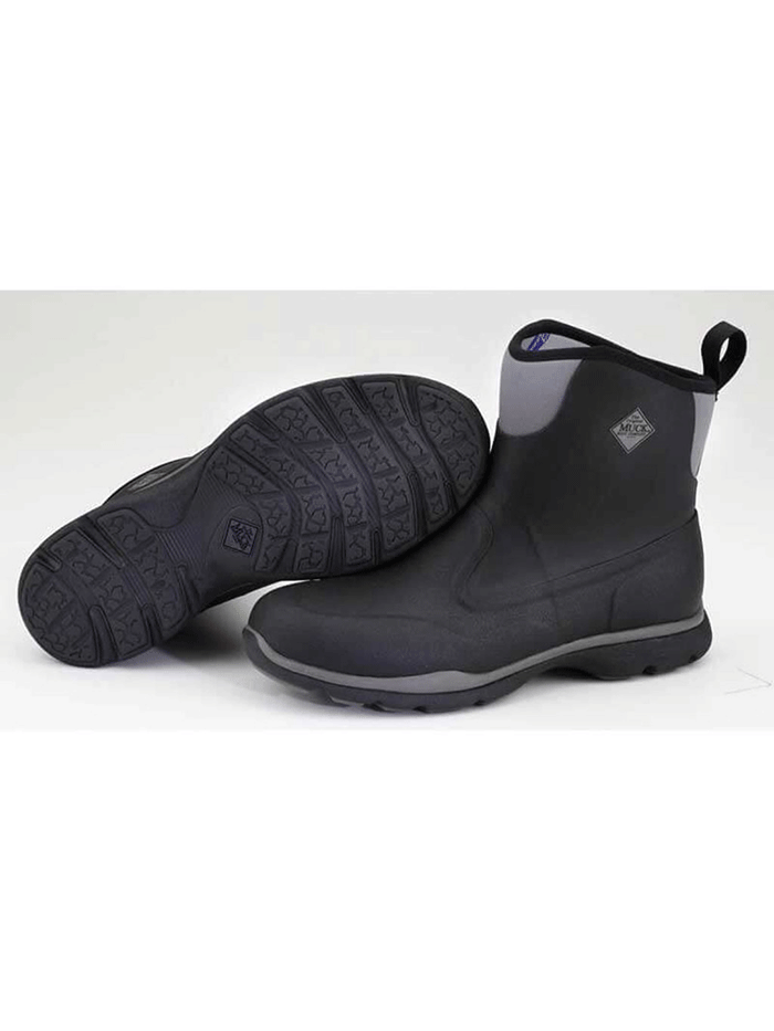 Muck FRMC-000 Men's Excursion Pro Mid Boot Black/Gunmetal front and side view. If you need any assistance with this item or the purchase of this item please call us at five six one seven four eight eight eight zero one Monday through Saturday 10:00a.m EST to 8:00 p.m EST