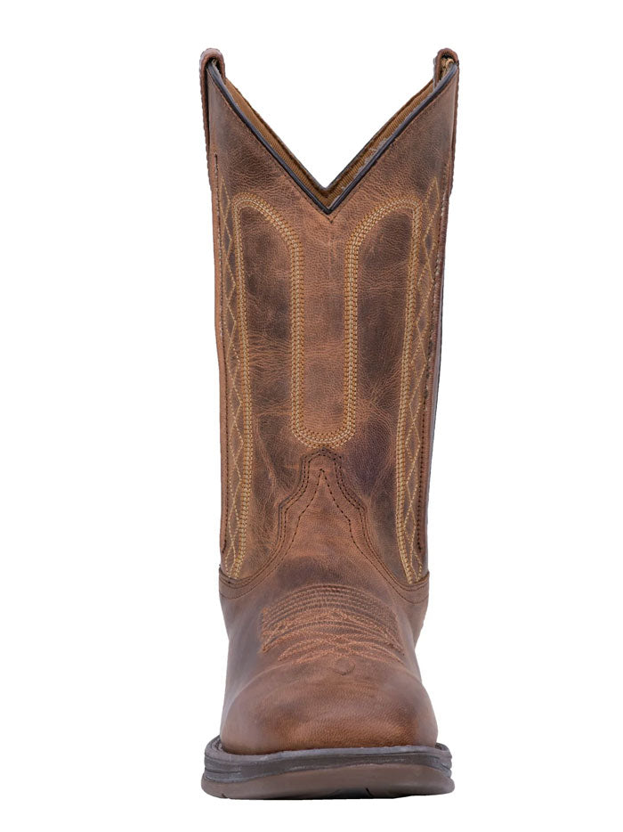 Laredo 7454 Mens Bennett Leather Boot Tan Distressed side and front view. If you need any assistance with this item or the purchase of this item please call us at five six one seven four eight eight eight zero one Monday through Saturday 10:00a.m EST to 8:00 p.m EST