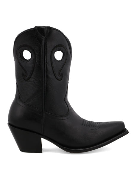 Black Star WBSN011 Womens Matador Leather Boot Black side view. If you need any assistance with this item or the purchase of this item please call us at five six one seven four eight eight eight zero one Monday through Saturday 10:00a.m EST to 8:00 p.m EST