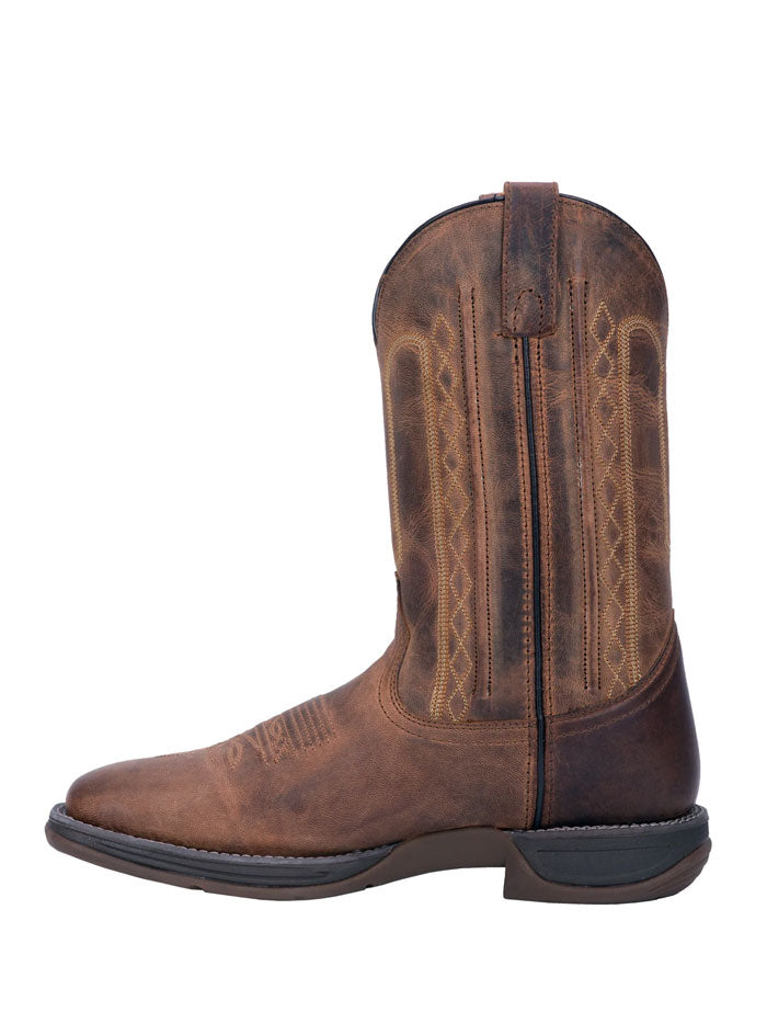 Laredo 7454 Mens Bennett Leather Boot Tan Distressed side and front view. If you need any assistance with this item or the purchase of this item please call us at five six one seven four eight eight eight zero one Monday through Saturday 10:00a.m EST to 8:00 p.m EST