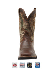Justin WK4676 Mens Stampede Waterproof Work Boot Square Toe Camo front view. If you need any assistance with this item or the purchase of this item please call us at five six one seven four eight eight eight zero one Monday through Saturday 10:00a.m EST to 8:00 p.m EST