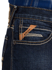 Ariat 10043186 Mens M7 Slim Treven Straight Jean Memphis front pocket close up. If you need any assistance with this item or the purchase of this item please call us at five six one seven four eight eight eight zero one Monday through Saturday 10:00a.m EST to 8:00 p.m EST
