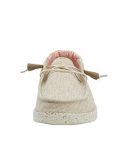 Hey Dude 121410121 Womens Wendy Shoe Chambray White Nut front view. If you need any assistance with this item or the purchase of this item please call us at five six one seven four eight eight eight zero one Monday through Saturday 10:00a.m EST to 8:00 p.m EST