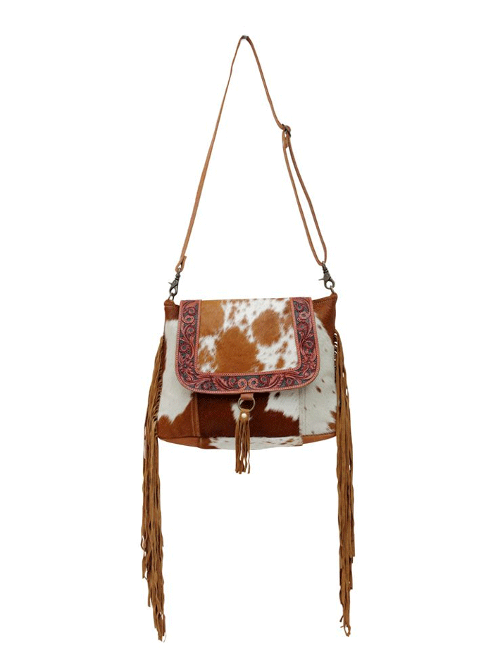 Myra Bag S-6220 Womens Blaze Handtooled Bag Brown front view. If you need any assistance with this item or the purchase of this item please call us at five six one seven four eight eight eight zero one Monday through Saturday 10:00a.m EST to 8:00 p.m EST