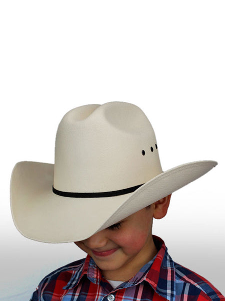 Dallas Hats LAR KE Kids Cattleman Canvas Hat Off White front and view. If you need any assistance with this item or the purchase of this item please call us at five six one seven four eight eight eight zero one Monday through Saturday 10:00a.m EST to 8:00 p.m EST