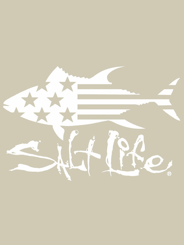 Salt Life Tuna Flag Decal | Med | White (White)