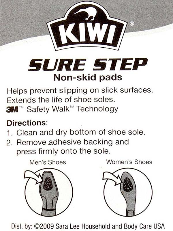 Kiwi Sure Step Non-Skid Pads For Unisex Shoes and Boots front view. If you need any assistance with this item or the purchase of this item please call us at five six one seven four eight eight eight zero one Monday through Saturday 10:00a.m EST to 8:00 p.m EST