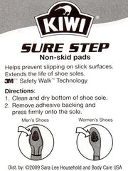 Kiwi Sure Step Non-Skid Pads For Unisex Shoes and Boots specifications. If you need any assistance with this item or the purchase of this item please call us at five six one seven four eight eight eight zero one Monday through Saturday 10:00a.m EST to 8:00 p.m EST