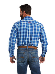 Ariat 10040786 Mens Pro Series Team Yves Classic Fit Shirt Cerulean Blue back view on model. If you need any assistance with this item or the purchase of this item please call us at five six one seven four eight eight eight zero one Monday through Saturday 10:00a.m EST to 8:00 p.m EST