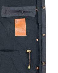 Outback Trading Company 2042-BLK Oilskin Low Rider Duster Black inside view. If you need any assistance with this item or the purchase of this item please call us at five six one seven four eight eight eight zero one Monday through Saturday 10:00a.m EST to 8:00 p.m EST