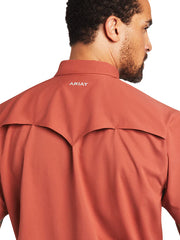 Ariat 10040456 Mens VentTEK Western Fitted Shirt Marsala back view close up. If you need any assistance with this item or the purchase of this item please call us at five six one seven four eight eight eight zero one Monday through Saturday 10:00a.m EST to 8:00 p.m EST