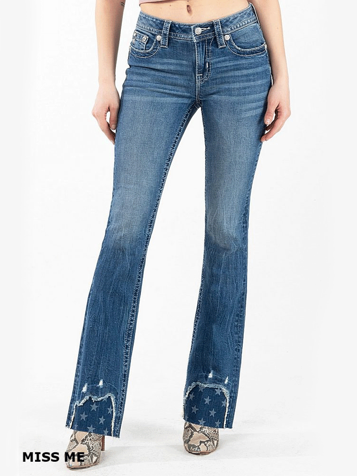 Mid rise flared jeans, medium blue, Only