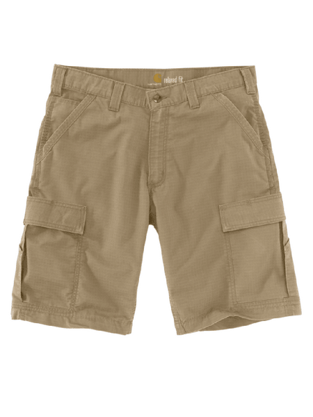 Carhartt 103543-253 Mens Force Relaxed Fit Ripstop Cargo Work Short Dark Khaki front view. If you need any assistance with this item or the purchase of this item please call us at five six one seven four eight eight eight zero one Monday through Saturday 10:00a.m EST to 8:00 p.m EST