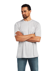 Ariat 10040634 Mens Charger Vertical Flag Tee Echo Gray front view. If you need any assistance with this item or the purchase of this item please call us at five six one seven four eight eight eight zero one Monday through Saturday 10:00a.m EST to 8:00 p.m EST