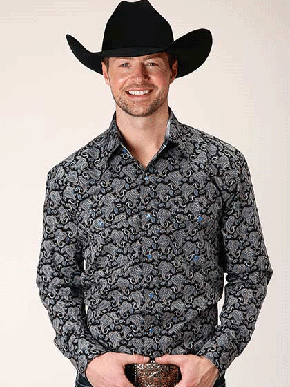 Mens pink 2025 paisley western shirt