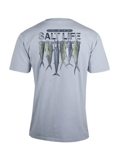 Salt Life SLM30213 Mens Stringer Salt Wash Fishing Pocket Tee Blue Fog back view. If you need any assistance with this item or the purchase of this item please call us at five six one seven four eight eight eight zero one Monday through Saturday 10:00a.m EST to 8:00 p.m EST