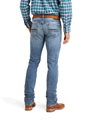 Ariat 10043188 Mens M7 Slim Stowell Straight Jean Poplar back view. If you need any assistance with this item or the purchase of this item please call us at five six one seven four eight eight eight zero one Monday through Saturday 10:00a.m EST to 8:00 p.m EST