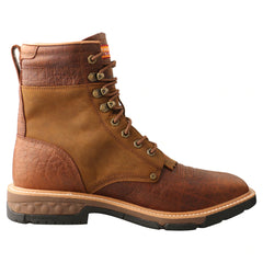 Twisted X MXLW001 Mens CellStretch Lacer Waterproof Work Boot Cognac  inner side view. If you need any assistance with this item or the purchase of this item please call us at five six one seven four eight eight eight zero one Monday through Saturday 10:00a.m EST to 8:00 p.m EST