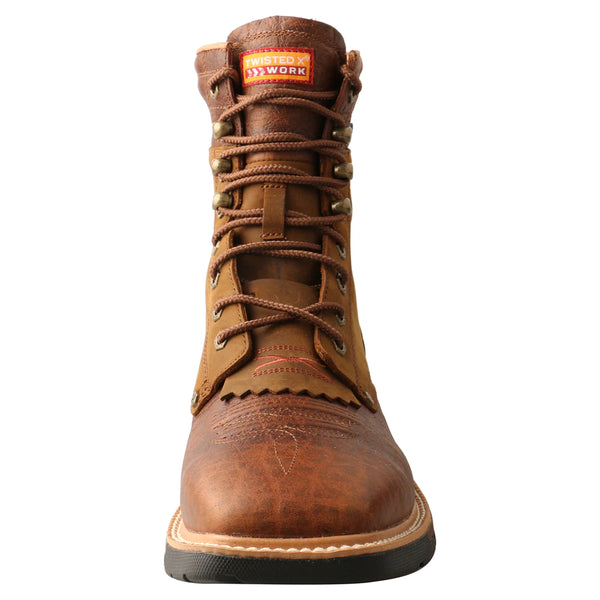 Twisted X MXLW001 Mens CellStretch Lacer Waterproof Work Boot Cognac front view. If you need any assistance with this item or the purchase of this item please call us at five six one seven four eight eight eight zero one Monday through Saturday 10:00a.m EST to 8:00 p.m EST