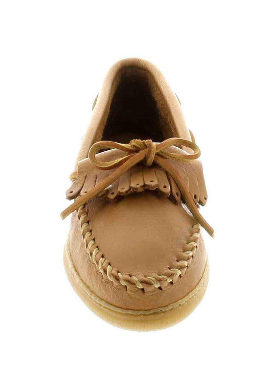 Women's Minnetonka Moosehide Fringed Kilty - Natural 390 front view. If you need any assistance with this item or the purchase of this item please call us at five six one seven four eight eight eight zero one Monday through Saturday 10:00a.m EST to 8:00 p.m EST