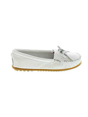 Women's Minnetonka White Deerskin Soft - side view. If you need any assistance with this item or the purchase of this item please call us at five six one seven four eight eight eight zero one Monday through Saturday 10:00a.m EST to 8:00 p.m EST