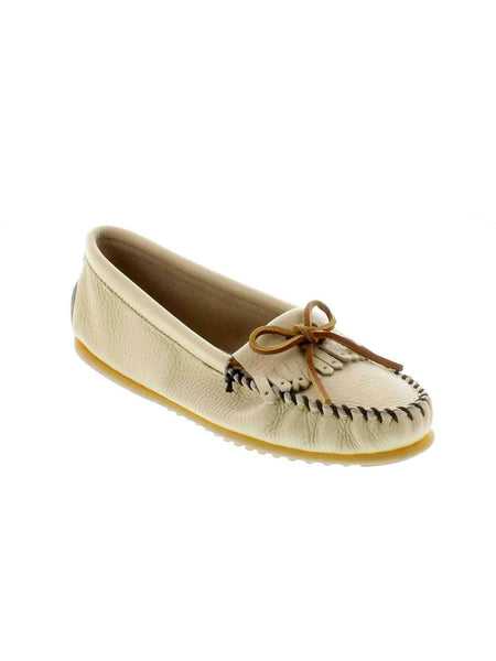 Minnetonka 67 Women's Deerskin Soft 67 Champagne front adn side view. If you need any assistance with this item or the purchase of this item please call us at five six one seven four eight eight eight zero one Monday through Saturday 10:00a.m EST to 8:00 p.m EST
