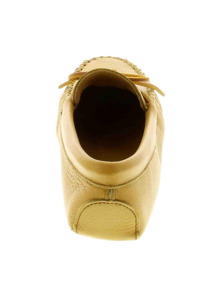 Minnetonka 816 Mens Double Deerskin Softsole Moccasin Natural Tan  Side Front View