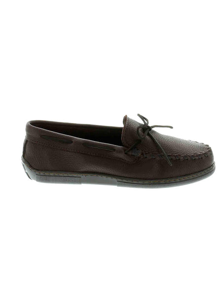 Minnetonka 892 892W Mens Moosehide Classic Mocassin Chocolate
side view. If you need any assistance with this item or the purchase of this item please call us at five six one seven four eight eight eight zero one Monday through Saturday 10:00a.m EST to 8:00 p.m EST