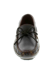 Minnetonka 948 Mens Double Bottom Driving MOC Dark Brown front view. If you need any assistance with this item or the purchase of this item please call us at five six one seven four eight eight eight zero one Monday through Saturday 10:00a.m EST to 8:00 p.m EST