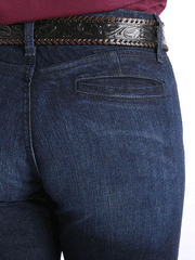 Cinch MJ81454071 Womens Slim Fit Lynden Jean Indigo back close up. If you need any assistance with this item or the purchase of this item please call us at five six one seven four eight eight eight zero one Monday through Saturday 10:00a.m EST to 8:00 p.m EST