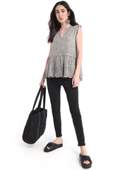 Myra Bag S-6283 Womens Lace Up Front Top Grey front view. If you need any assistance with this item or the purchase of this item please call us at five six one seven four eight eight eight zero one Monday through Saturday 10:00a.m EST to 8:00 p.m EST