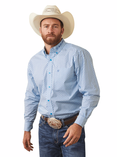 Ariat 10043854 Mens Team Syed Fitted Long Sleeve Shirt White front view. If you need any assistance with this item or the purchase of this item please call us at five six one seven four eight eight eight zero one Monday through Saturday 10:00a.m EST to 8:00 p.m EST