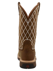 Twisted X WXBN002 Womens Western Nano Toe Work Boot Oiled Saddle & Dark Brown back view. If you need any assistance with this item or the purchase of this item please call us at five six one seven four eight eight eight zero one Monday through Saturday 10:00a.m EST to 8:00 p.m EST