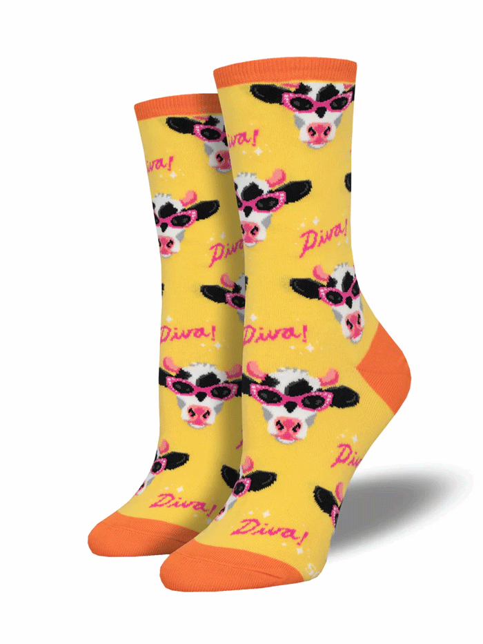 Socksmith WNC2804 Womens Milk Diva Crew Socks Yellow and Blue . If you need any assistance with this item or the purchase of this item please call us at five six one seven four eight eight eight zero one Monday through Saturday 10:00a.m EST to 8:00 p.m EST