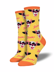 Socksmith WNC2804 Womens Milk Diva Crew Socks Yellow . If you need any assistance with this item or the purchase of this item please call us at five six one seven four eight eight eight zero one Monday through Saturday 10:00a.m EST to 8:00 p.m EST