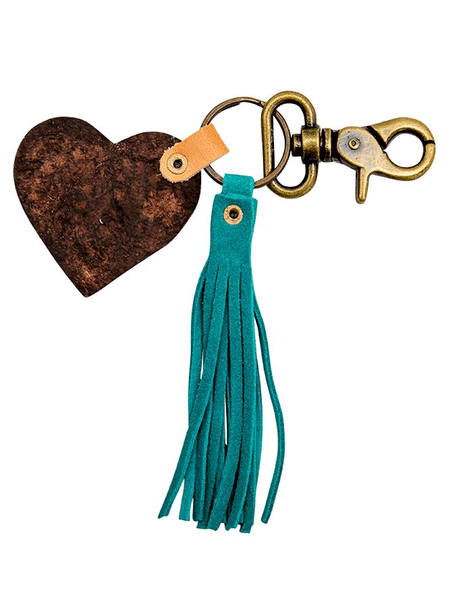 Myra Bag S-6911 Womens Tungsten Hand Tooled Leather Keyfob Turquoise back view