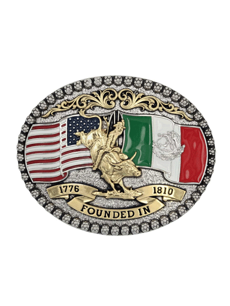 Montana Silversmiths A958 Independence Founded Attitude Buckle Silver front view. If you need any assistance with this item or the purchase of this item please call us at five six one seven four eight eight eight zero one Monday through Saturday 10:00a.m EST to 8:00 p.m EST