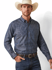 Ariat 10043918 Mens Noah Classic Long Sleeve Shirt Chambray Blue front view. If you need any assistance with this item or the purchase of this item please call us at five six one seven four eight eight eight zero one Monday through Saturday 10:00a.m EST to 8:00 p.m EST