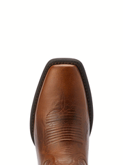 Ariat 10042399 Mens Sport Boss Man Western Boot Rich Cognac toe view from above. If you need any assistance with this item or the purchase of this item please call us at five six one seven four eight eight eight zero one Monday through Saturday 10:00a.m EST to 8:00 p.m EST
