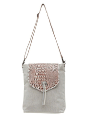 Myra Bag S-6217 Womens Smokey Azteca Leather And Hairon Bag front view hanging. If you need any assistance with this item or the purchase of this item please call us at five six one seven four eight eight eight zero one Monday through Saturday 10:00a.m EST to 8:00 p.m EST