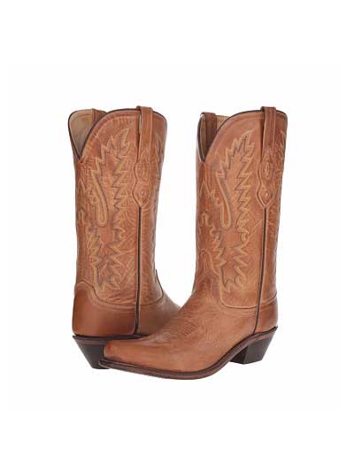 Old West LF1529 Womens 12" Fashion Snip Toe Cowgirl Boots Tan front and side view.If you need any assistance with this item or the purchase of this item please call us at five six one seven four eight eight eight zero one Monday through Saturday 10:00a.m EST to 8:00 p.m EST