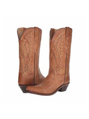 Old West LF1529 Womens 12" Fashion Snip Toe Cowgirl Boots Tan side view. If you need any assistance with this item or the purchase of this item please call us at five six one seven four eight eight eight zero one Monday through Saturday 10:00a.m EST to 8:00 p.m EST