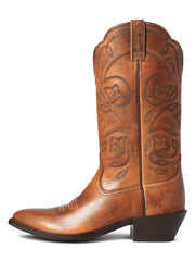 Ariat 10035999 Womens Heritage Western R Toe Boot Copper Brown side view. If you need any assistance with this item or the purchase of this item please call us at five six one seven four eight eight eight zero one Monday through Saturday 10:00a.m EST to 8:00 p.m EST